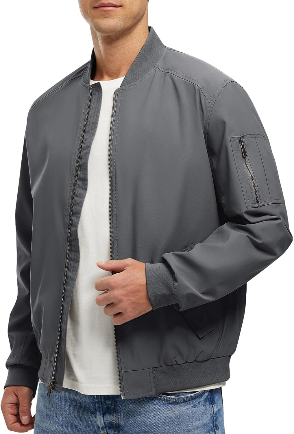 Men's Lightweight Bomber Jacket Causal Fashion Flight Windbreaker Light Jacket