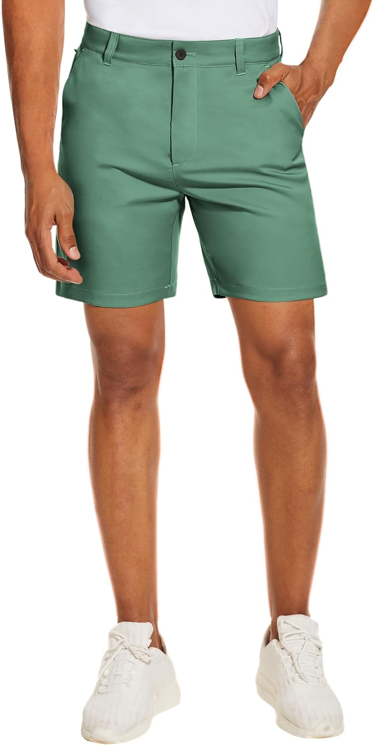 Men's Golf Dress Shorts Flat Front Hybrid 7 Inch Lightweight Quick Dry Chino Casual with Pockets - Image 2