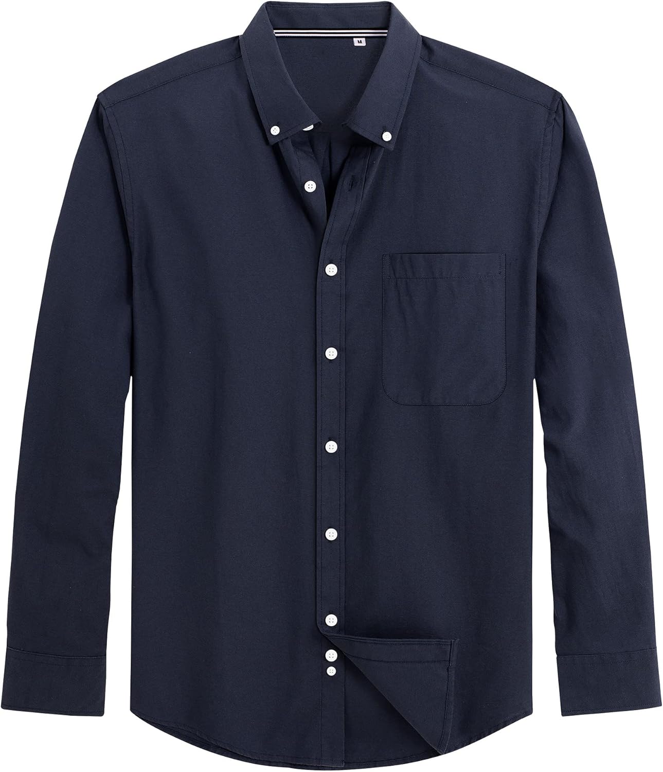 Men's Oxford Shirt Solid Casual Button Down Collar Shirts Long Sleeve Dress Shirts with Pocket - Image 2